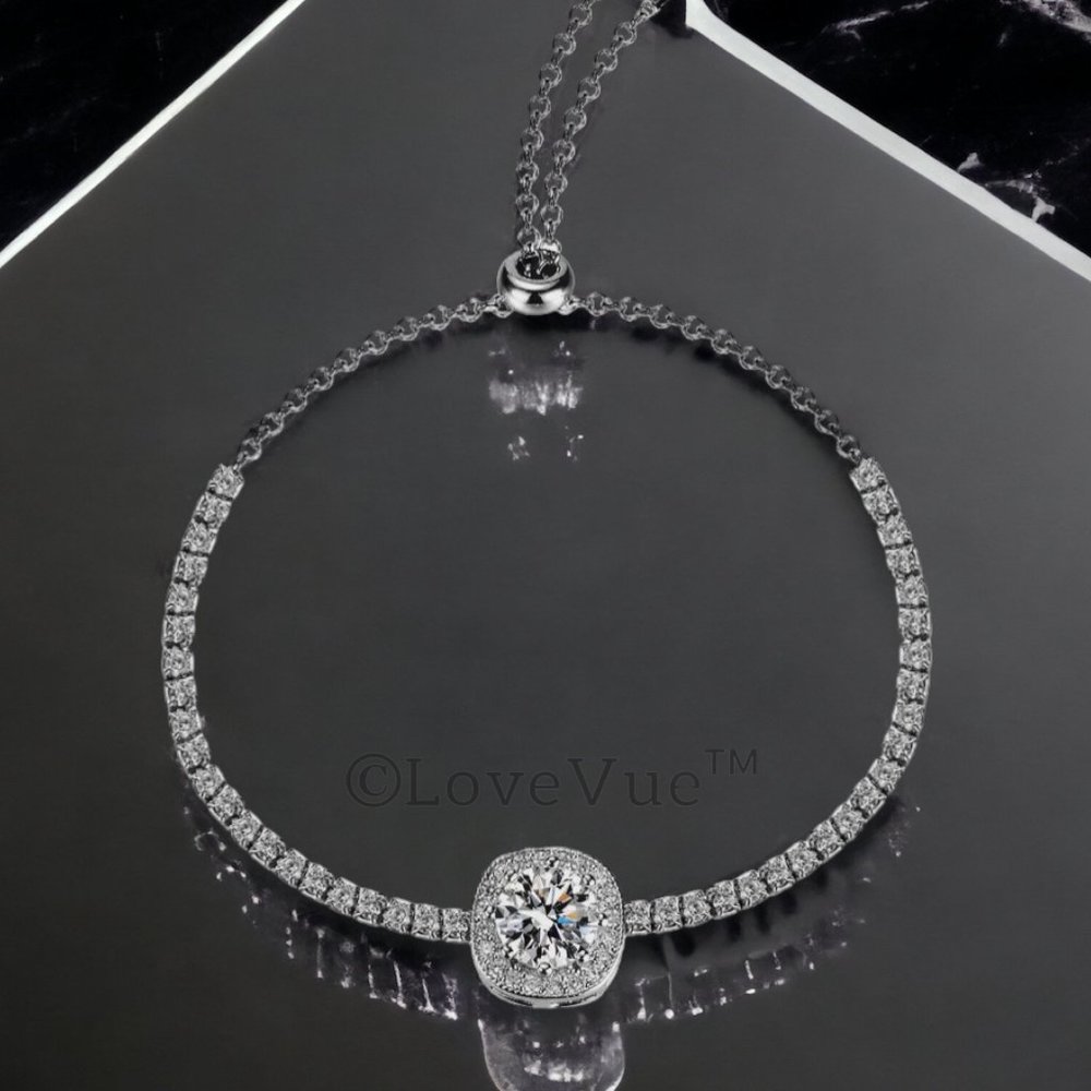 Certified 1ct. t.w. Diamond Halo Tennis Bracelet - Picture 6 of 15